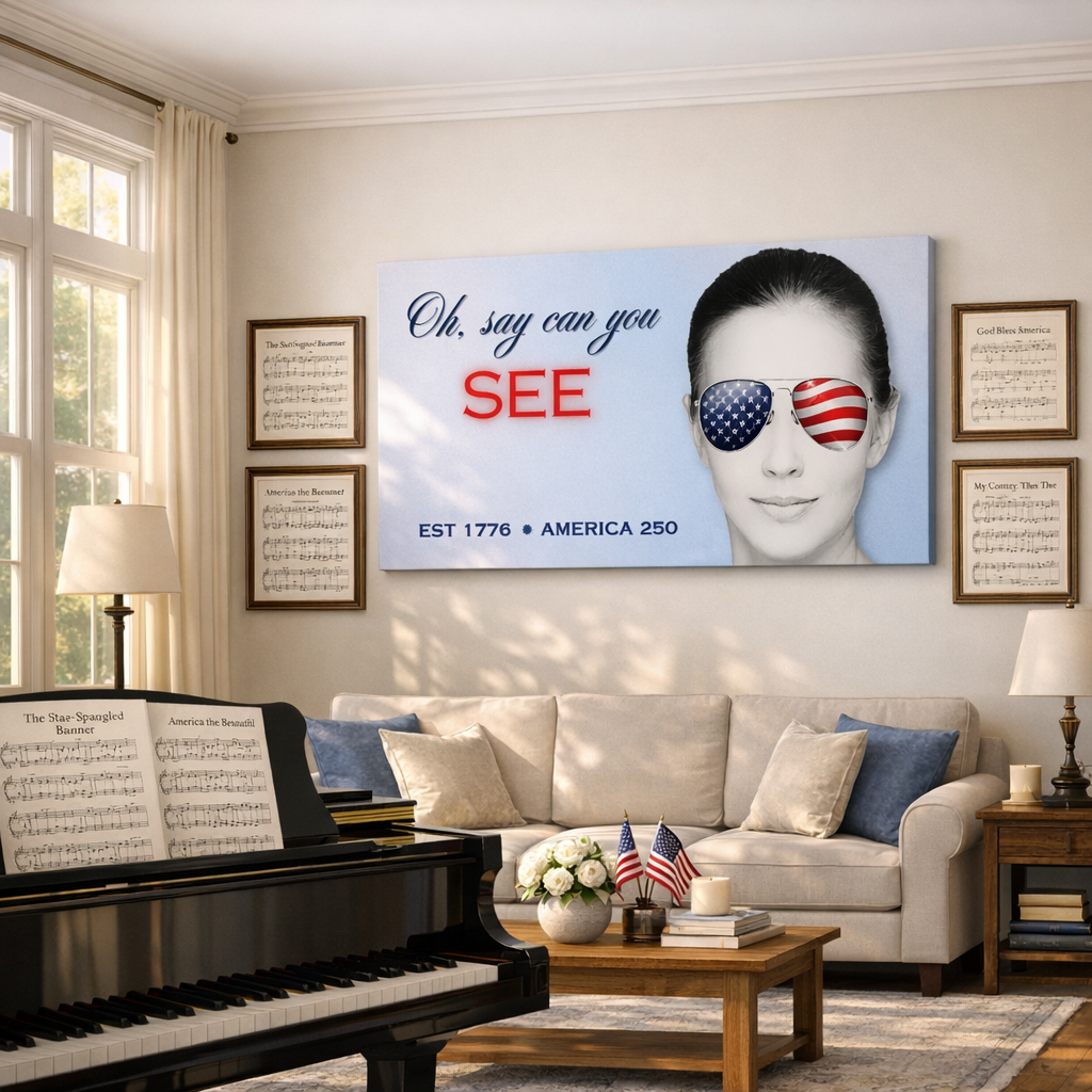 Oh Say Can You See Patriotic Canvas Wall Art – Americana Home Decor - Image 3