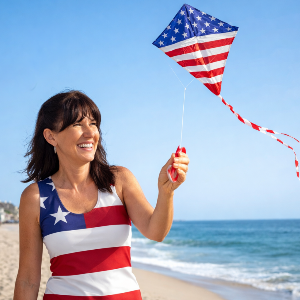 USA Stars and Stripes Patriotic Tank Top – Women’s Americana Summer Apparel – Pam’s Pick