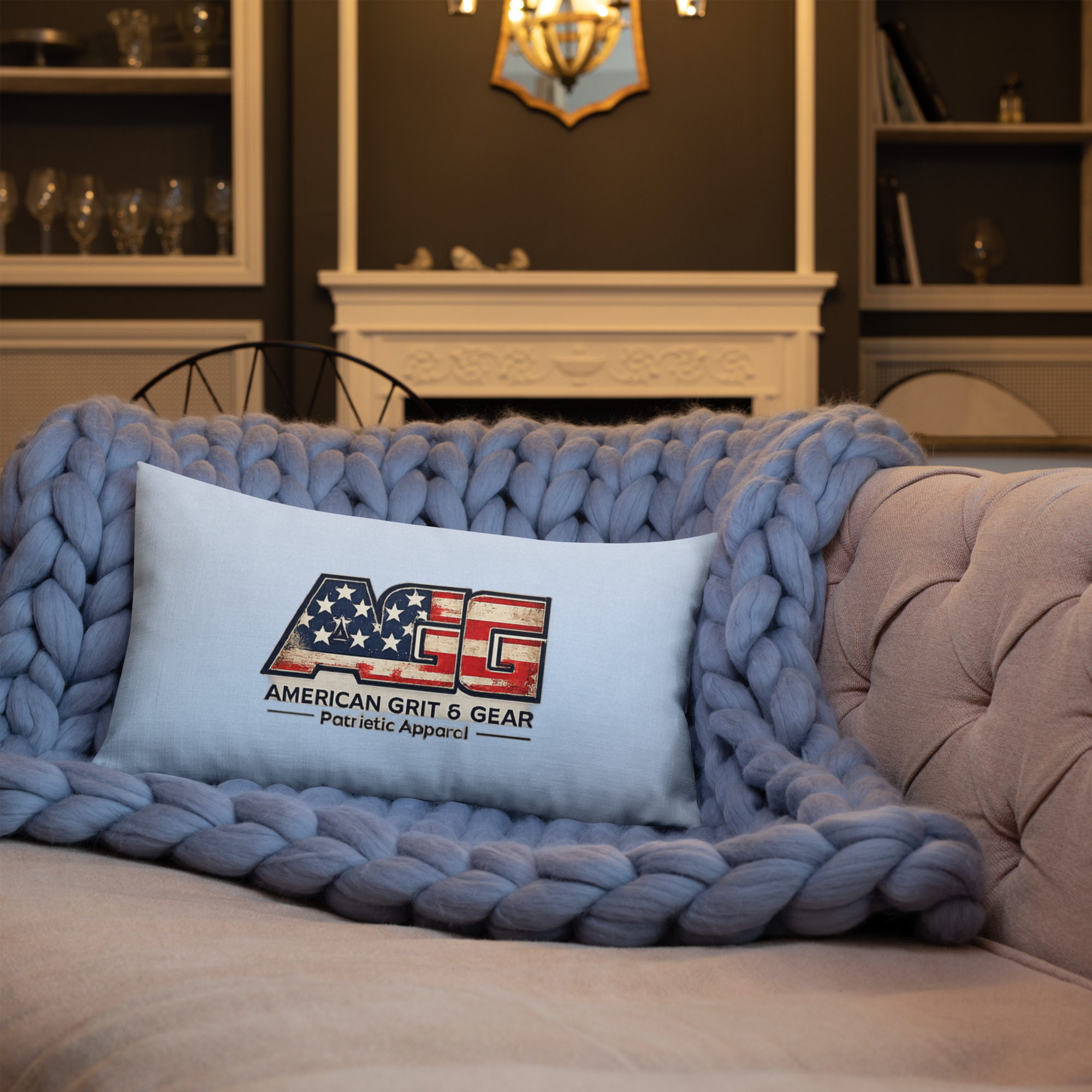Oh Say Can You See – Blue Patriotic Premium Pillow (20″ x 12″) - Image 9