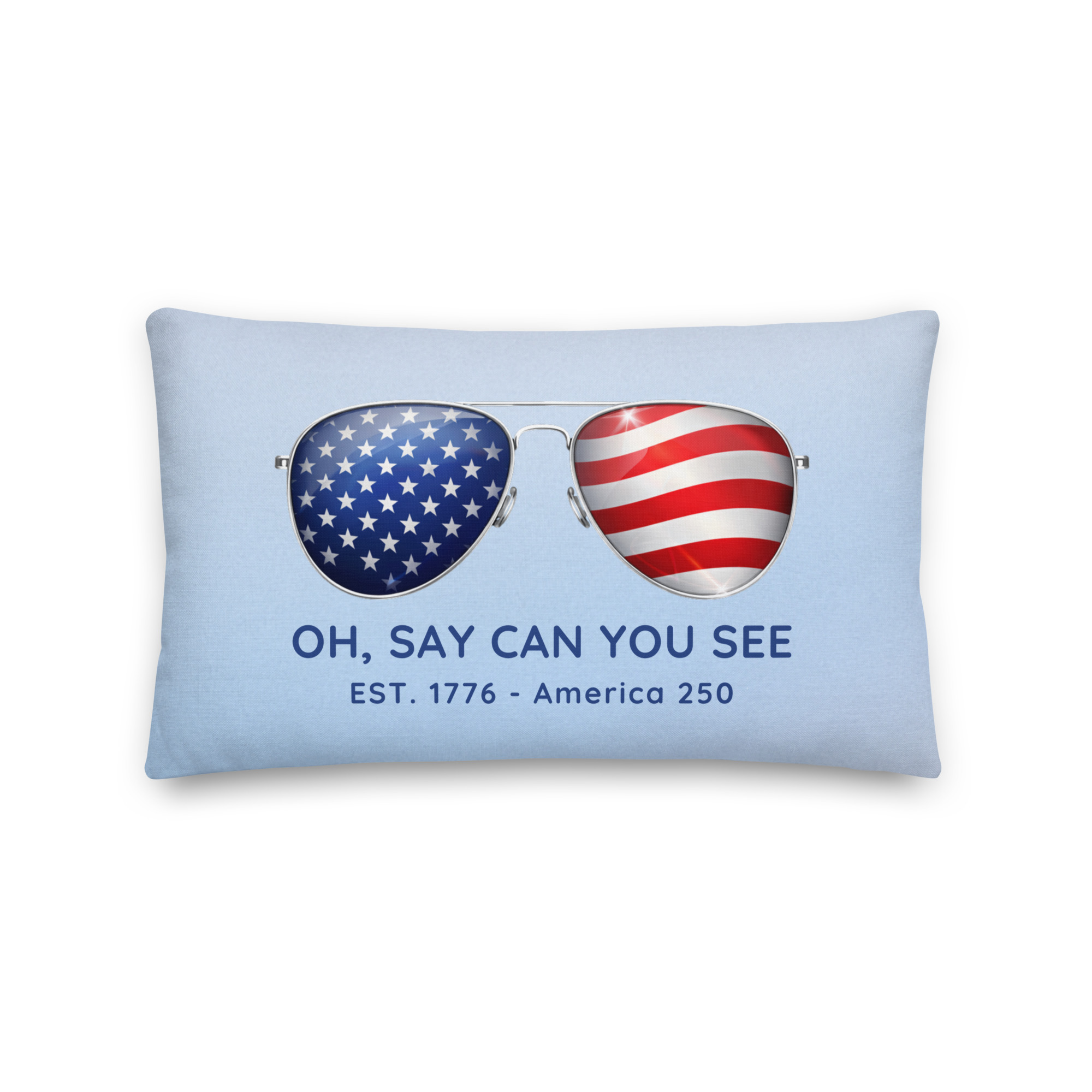 Oh Say Can You See – Blue Patriotic Premium Pillow (20″ x 12″) - Image 3