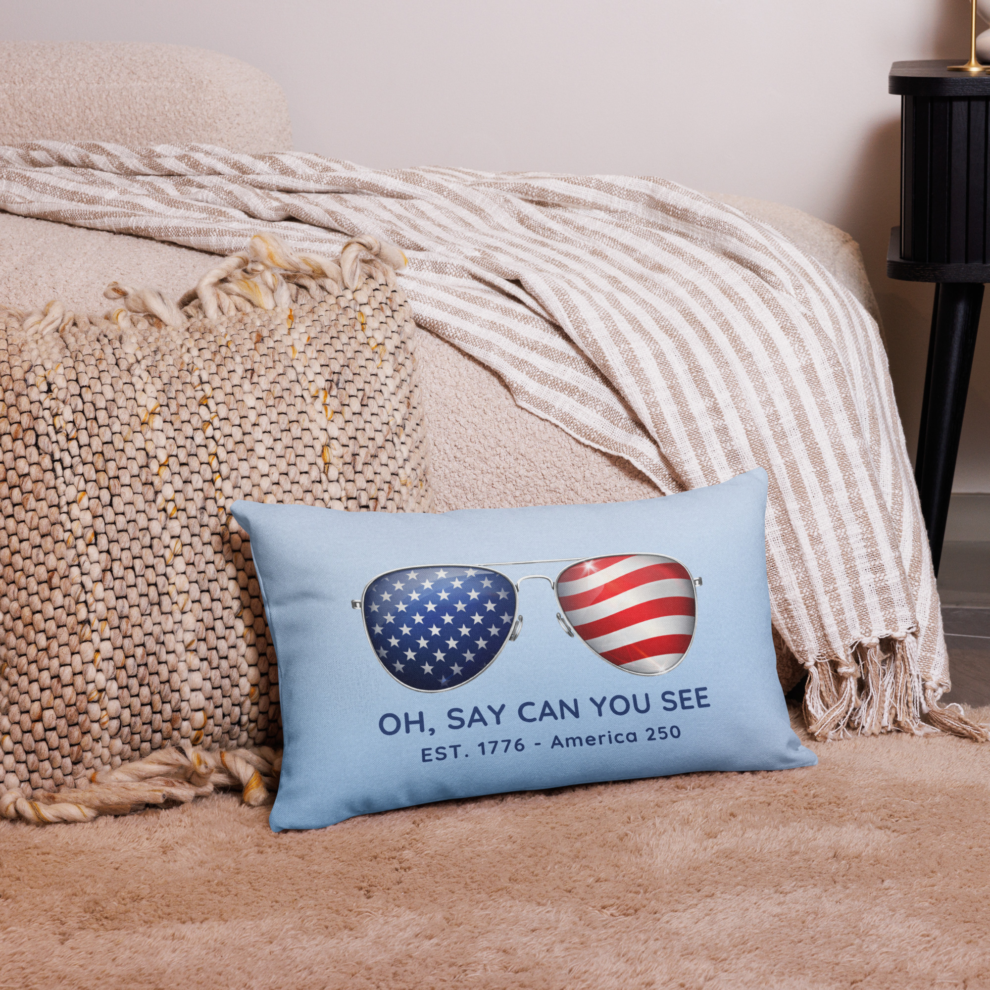 Oh Say Can You See – Blue Patriotic Premium Pillow (20″ x 12″) - Image 5