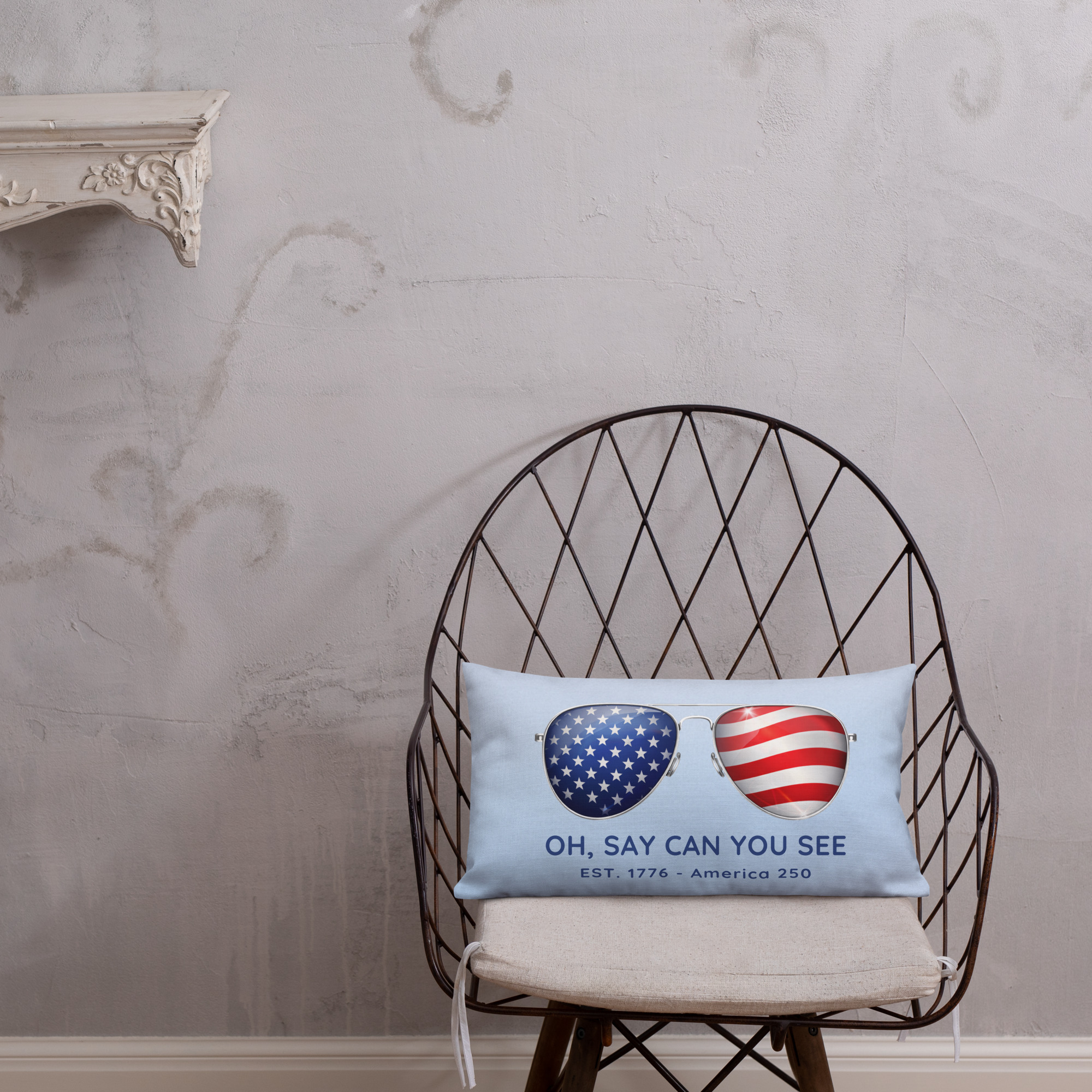 Oh Say Can You See – Blue Patriotic Premium Pillow (20″ x 12″) - Image 7