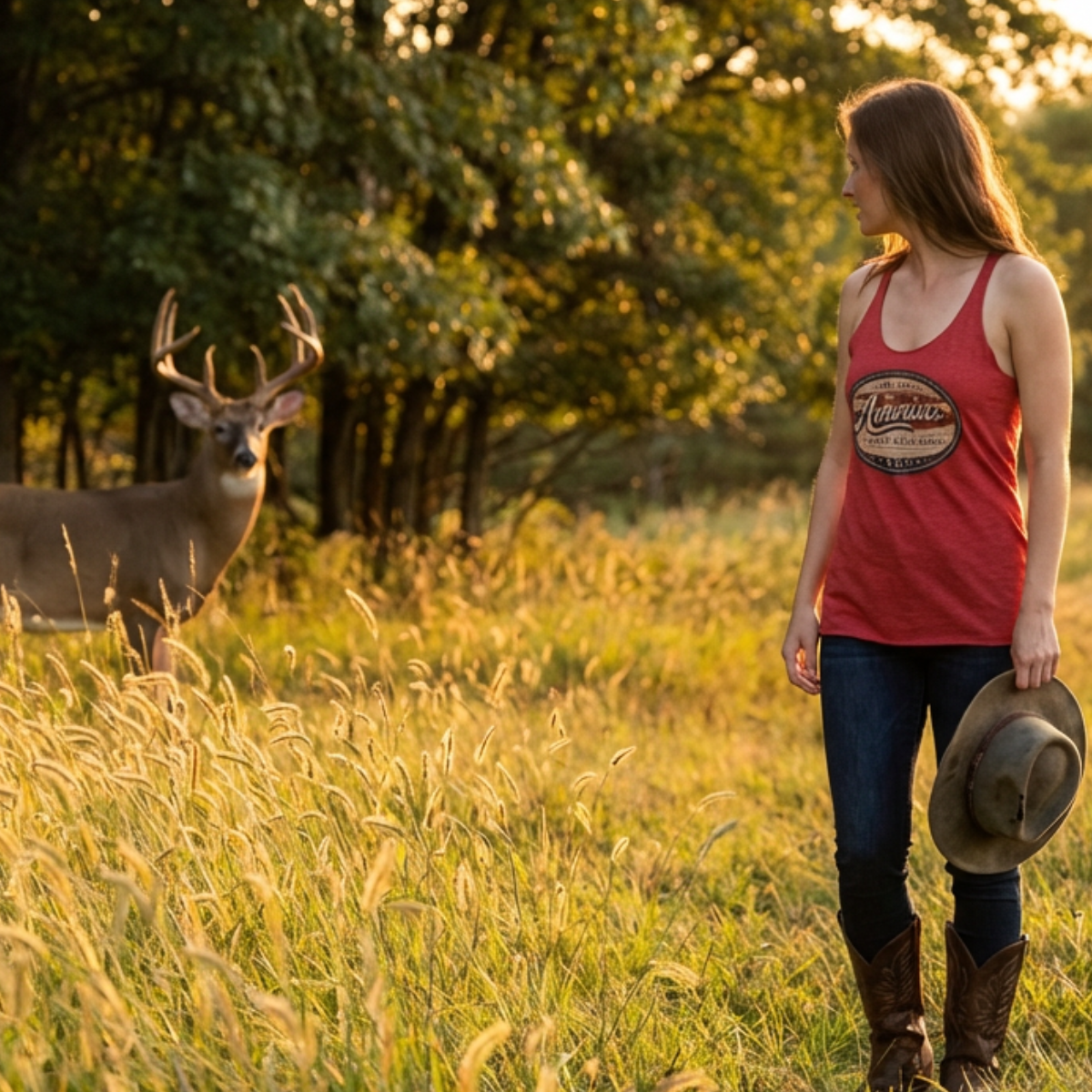 Land Of Grit & Grace – Women’s Racerback Tank (Vintage America Design) - Image 2