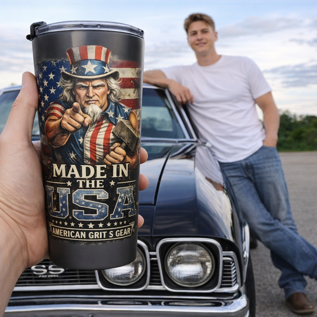 Made in the USA Stainless Steel Tumbler – American Grit & Gear – 20oz - Image 4