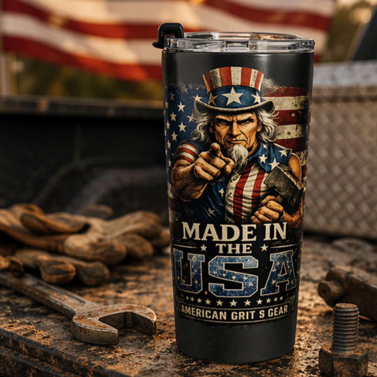 Made in the USA Stainless Steel Tumbler – American Grit & Gear – 20oz - Image 3