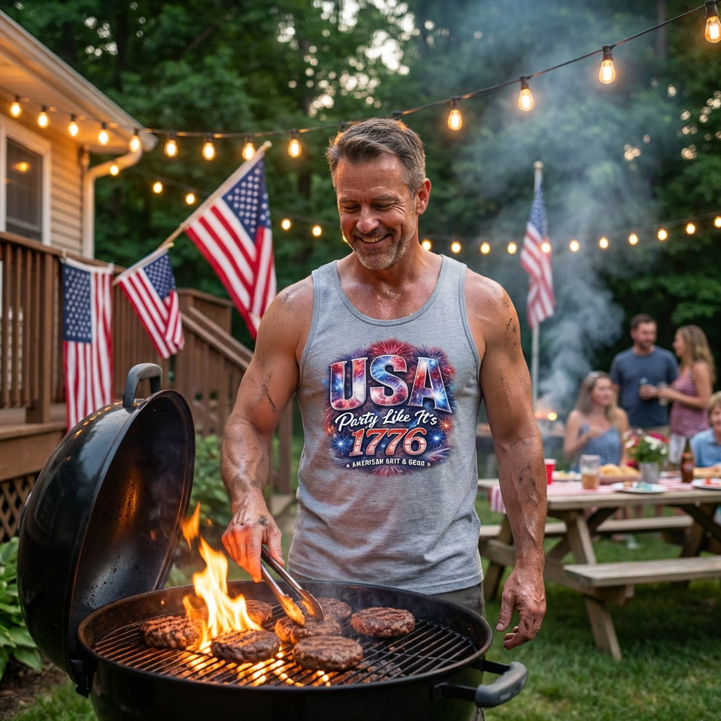 USA Party Like It’s 1776 Men’s Tank Top – Bella + Canvas 3480 Patriotic Summer Tank - Image 4