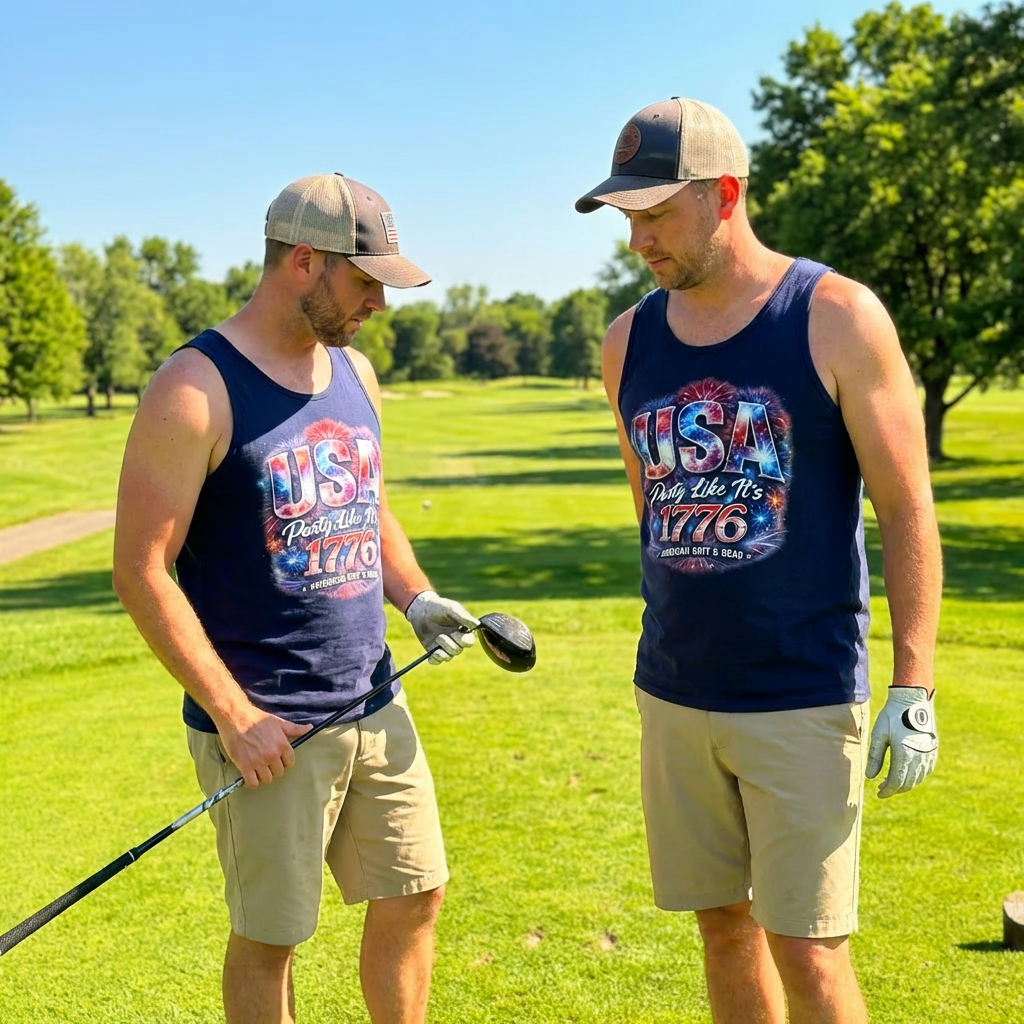 USA Party Like It’s 1776 Men’s Tank Top – Bella + Canvas 3480 Patriotic Summer Tank - Image 3