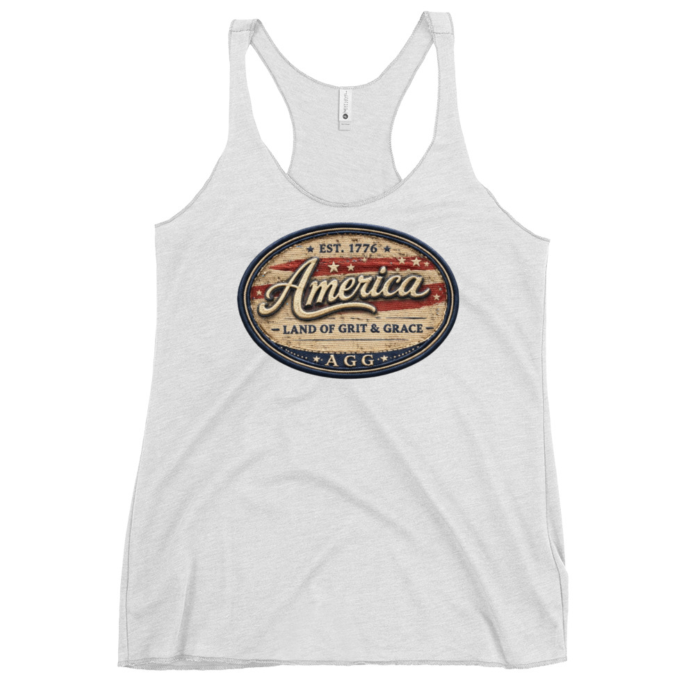 Land Of Grit & Grace – Women’s Racerback Tank (Vintage America Design) - Image 12