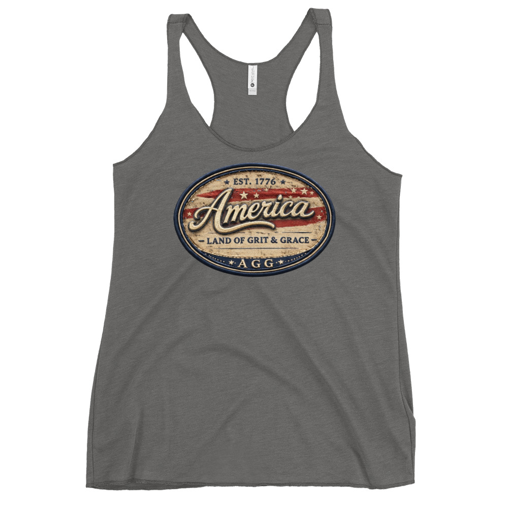 Land Of Grit & Grace – Women’s Racerback Tank (Vintage America Design) - Image 10