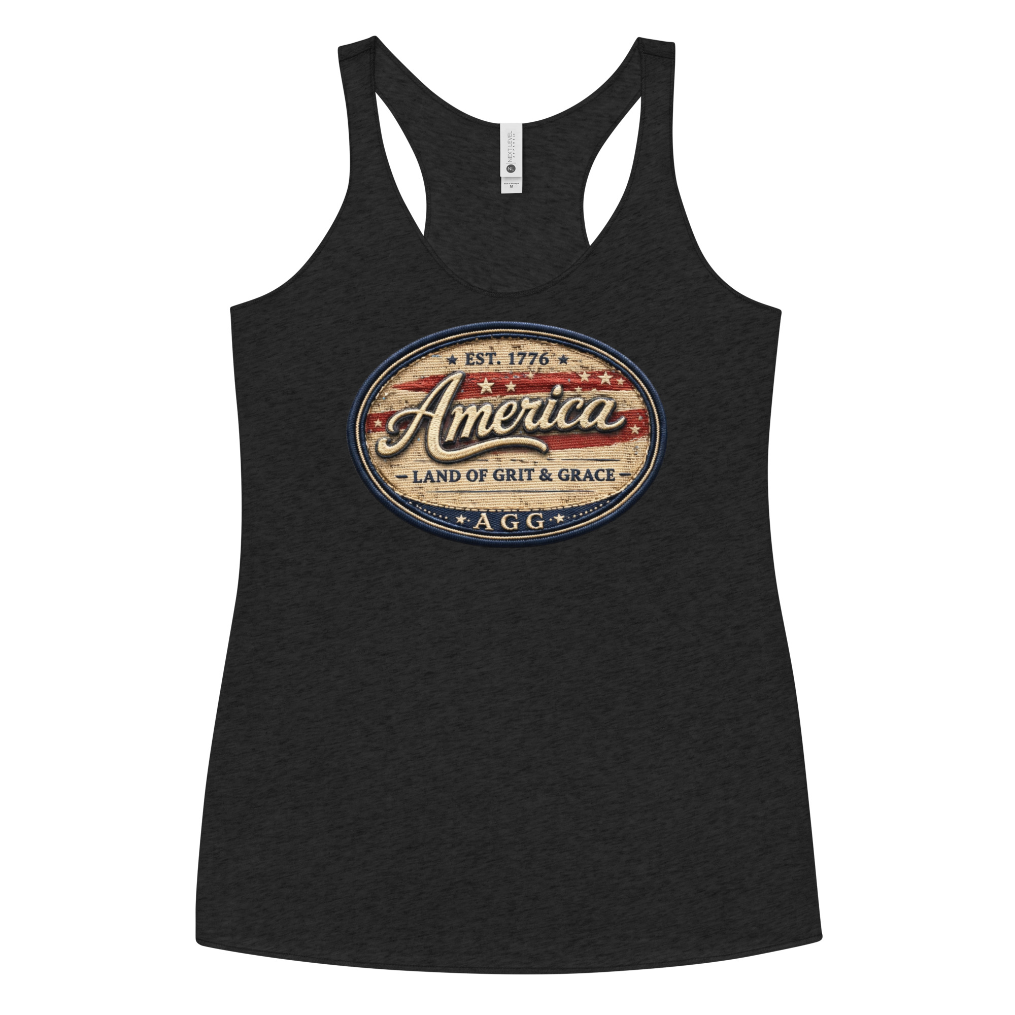Land Of Grit & Grace – Women’s Racerback Tank (Vintage America Design) - Image 13