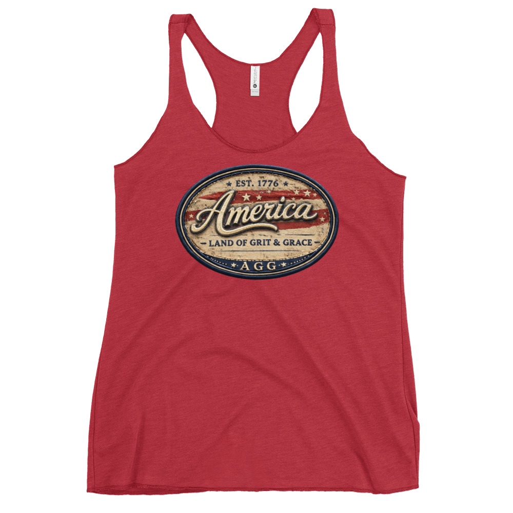 Land Of Grit & Grace – Women’s Racerback Tank (Vintage America Design) - Image 8