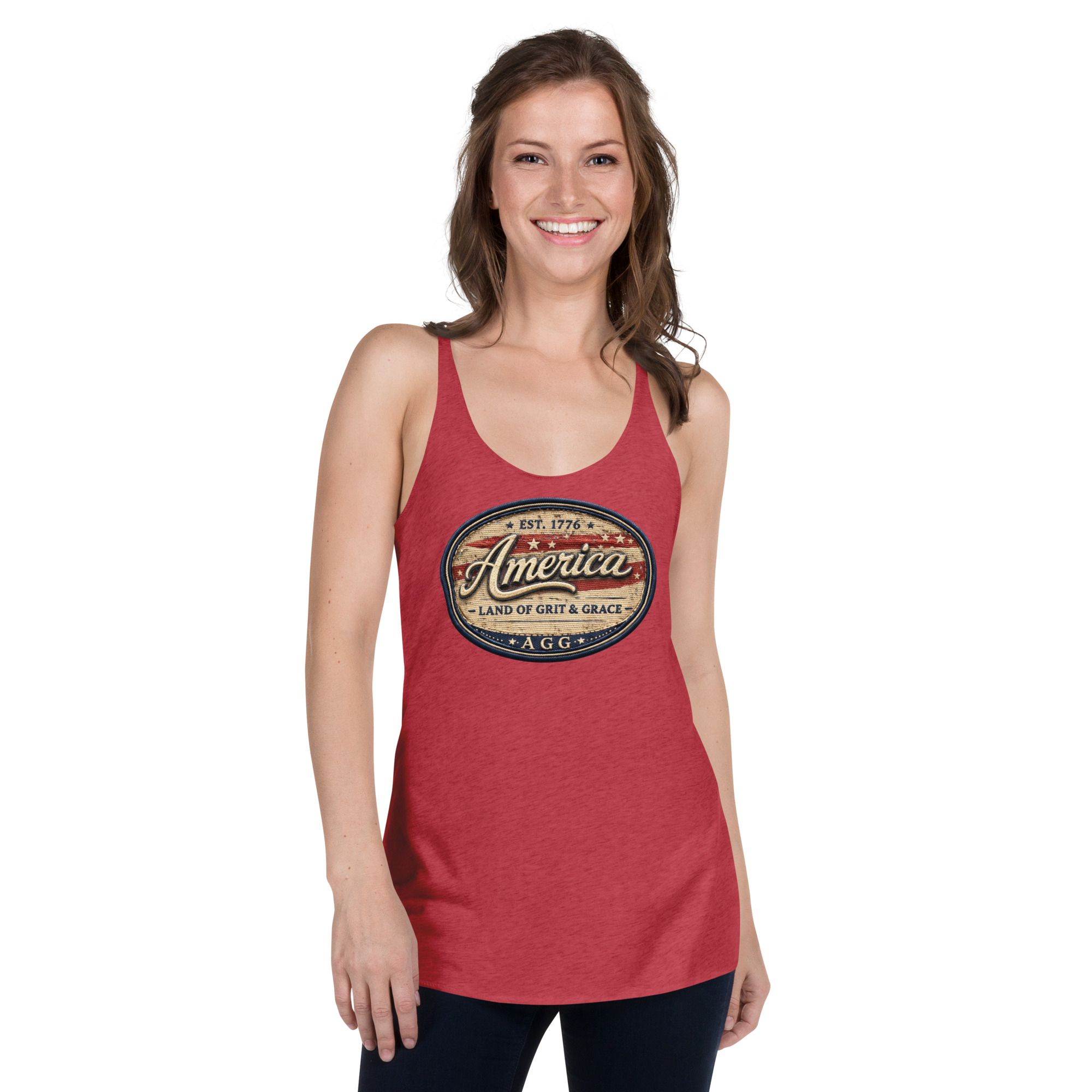 Land Of Grit & Grace – Women’s Racerback Tank (Vintage America Design) - Image 22
