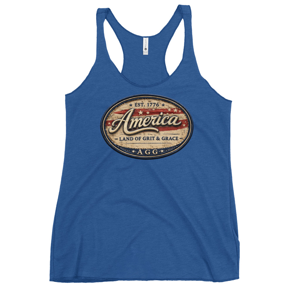 Land Of Grit & Grace – Women’s Racerback Tank (Vintage America Design) - Image 9
