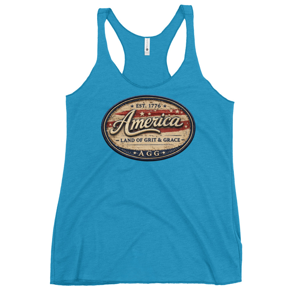 Land Of Grit & Grace – Women’s Racerback Tank (Vintage America Design) - Image 11