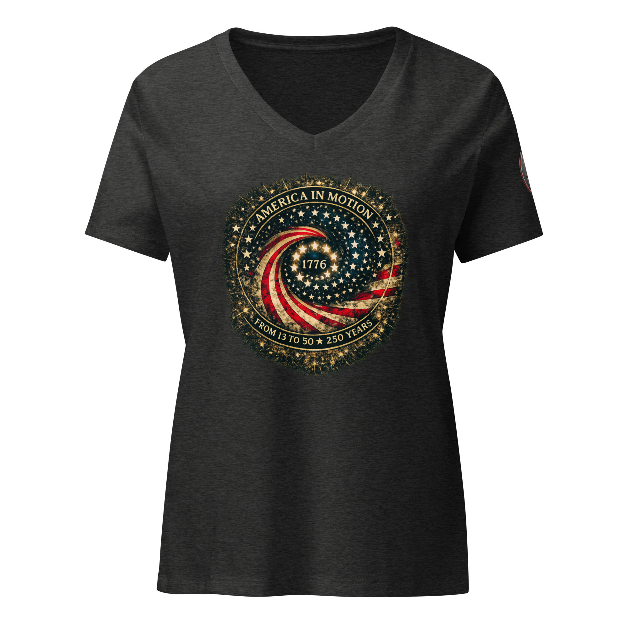 America in Motion 250 Women's Patriotic V-Neck | AGG - Image 9