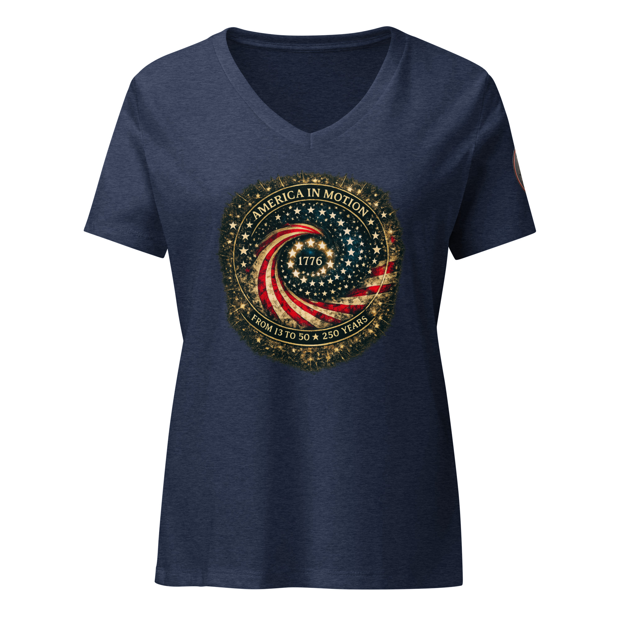America in Motion 250 Women's Patriotic V-Neck | AGG - Image 8