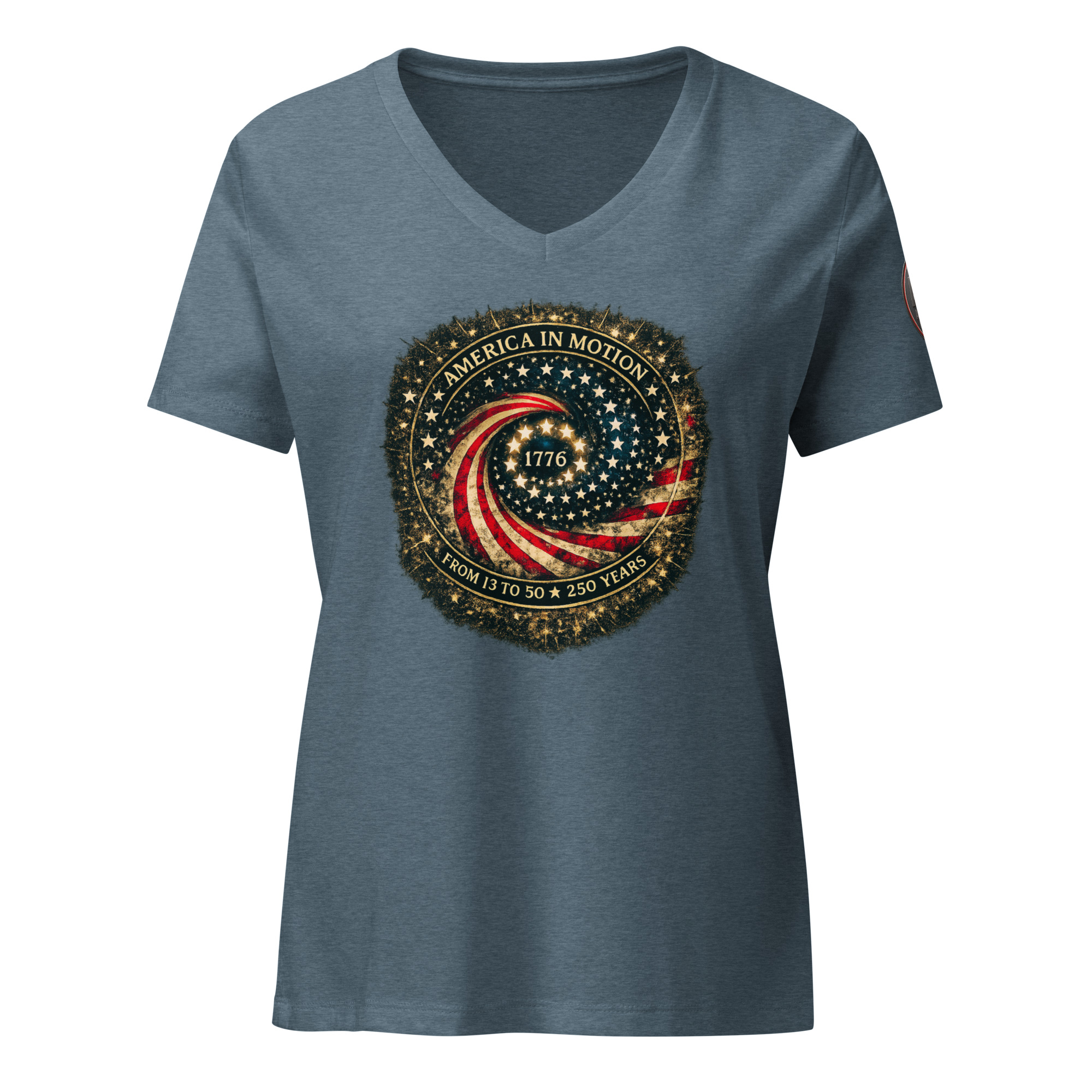 America in Motion 250 Women's Patriotic V-Neck | AGG - Image 10