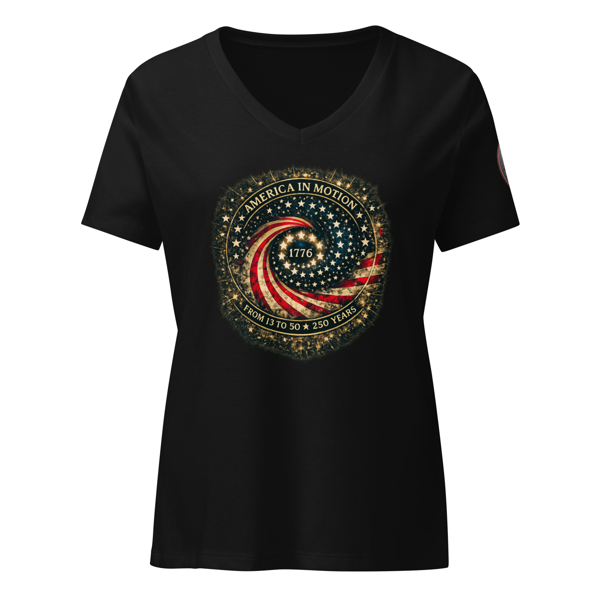 America in Motion 250 Women's Patriotic V-Neck | AGG - Image 7