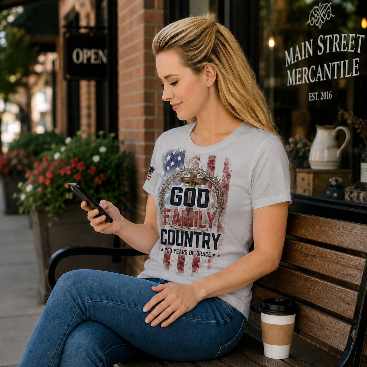 God Family Country Women’s Silver Patriotic Tee | Faith Grit Grace Shirt | American Grit & Gear - Image 5