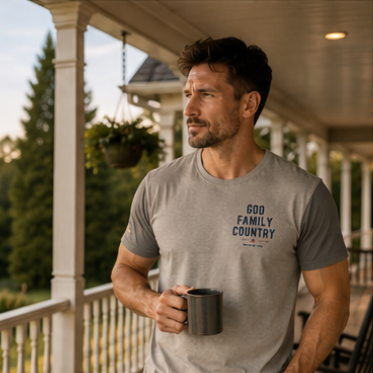 God Family Country Men’s AOP Tee | Faith Raised on Grit Shirt | American Grit & Gear - Image 5