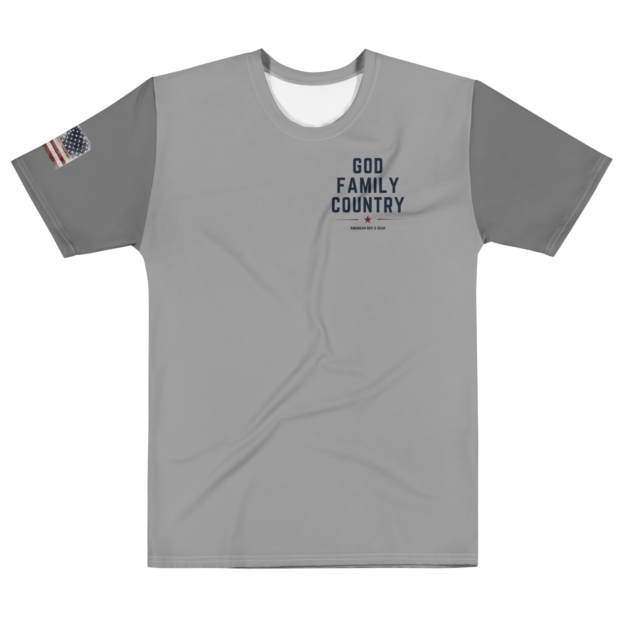 God Family Country Men’s AOP Tee | Faith Raised on Grit Shirt | American Grit & Gear - Image 7