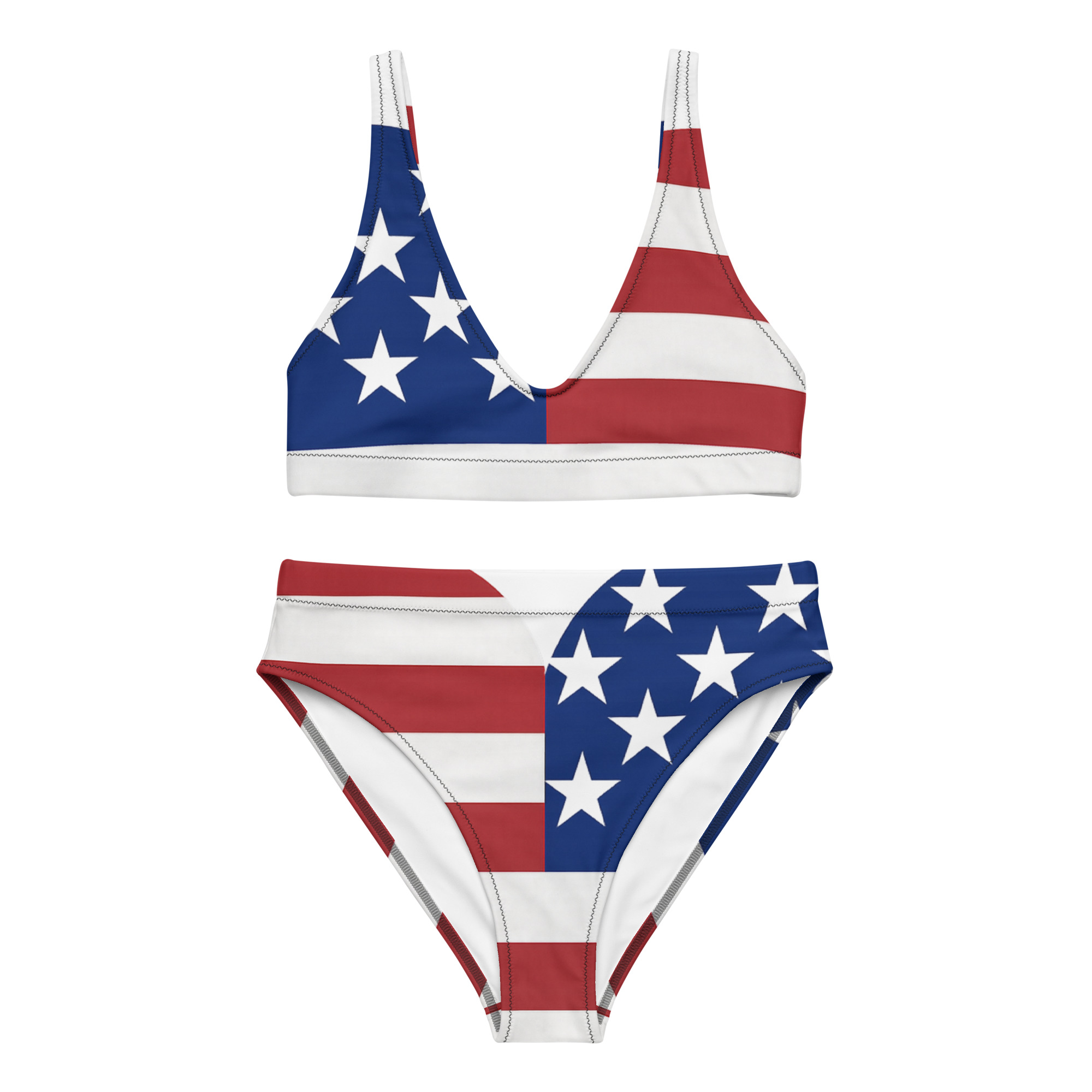 Stars & Stripes Recycled High-Waisted Bikini Set - Image 5