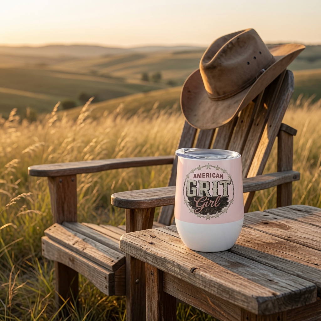 American Grit Girl 12 oz Stainless Steel Wine Tumbler | American Grit & Gear - Image 5