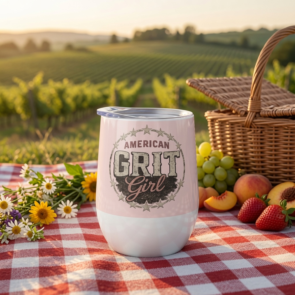 American Grit Girl 12 oz Stainless Steel Wine Tumbler | American Grit & Gear - Image 8