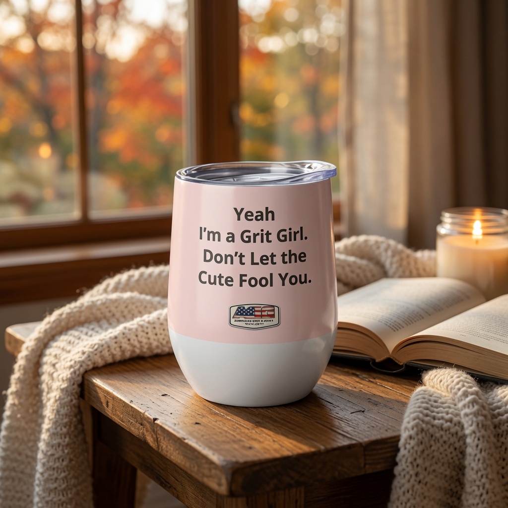 American Grit Girl 12 oz Stainless Steel Wine Tumbler | American Grit & Gear - Image 7