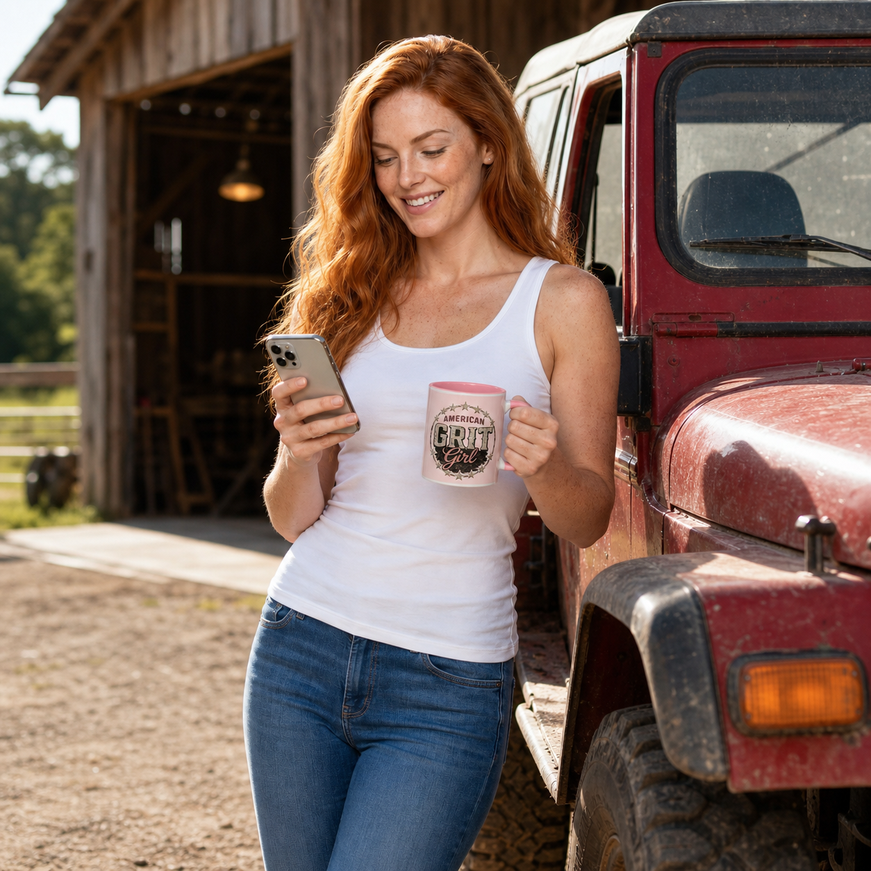 American Grit Girl Colored Coffee Mug - Image 2