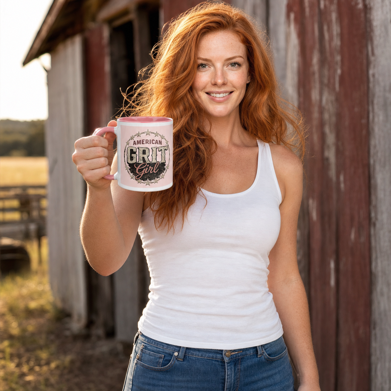 American Grit Girl Colored Coffee Mug - Image 12