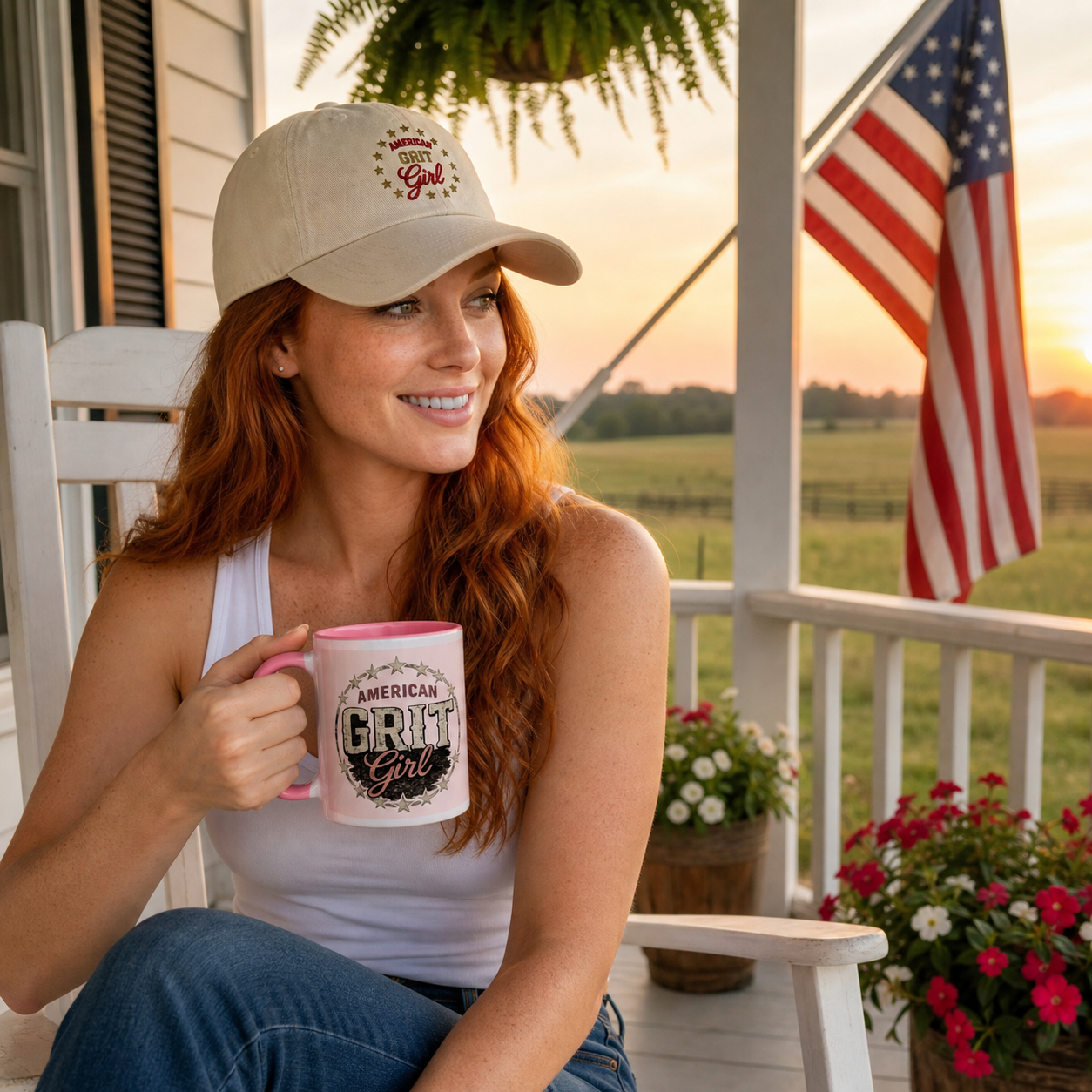 American Grit Girl Colored Coffee Mug - Image 6