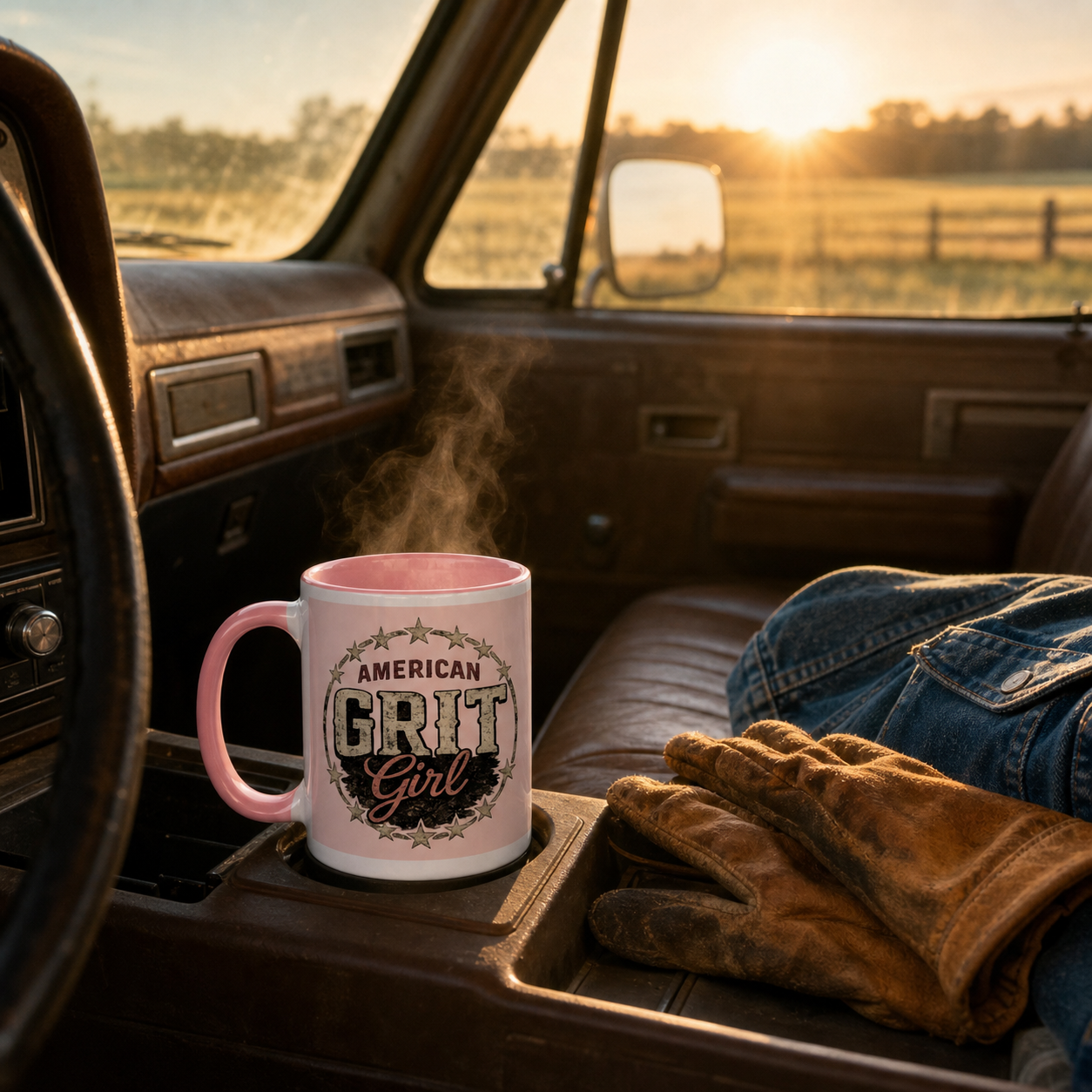 American Grit Girl Colored Coffee Mug - Image 5