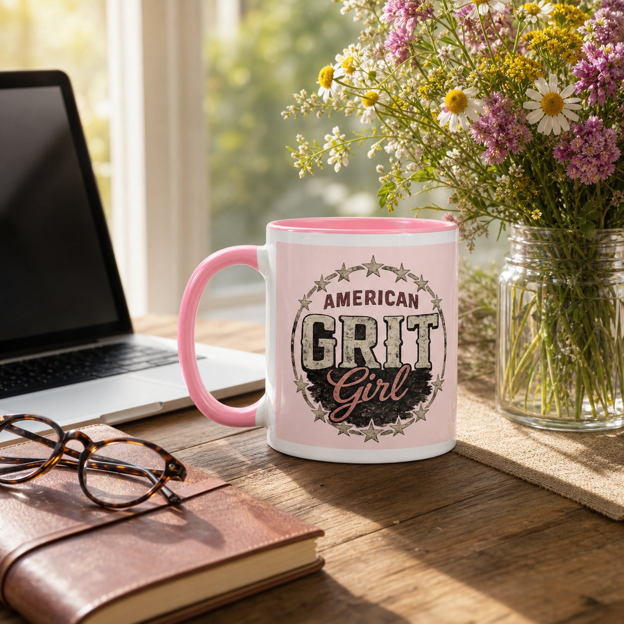 American Grit Girl Colored Coffee Mug - Image 11