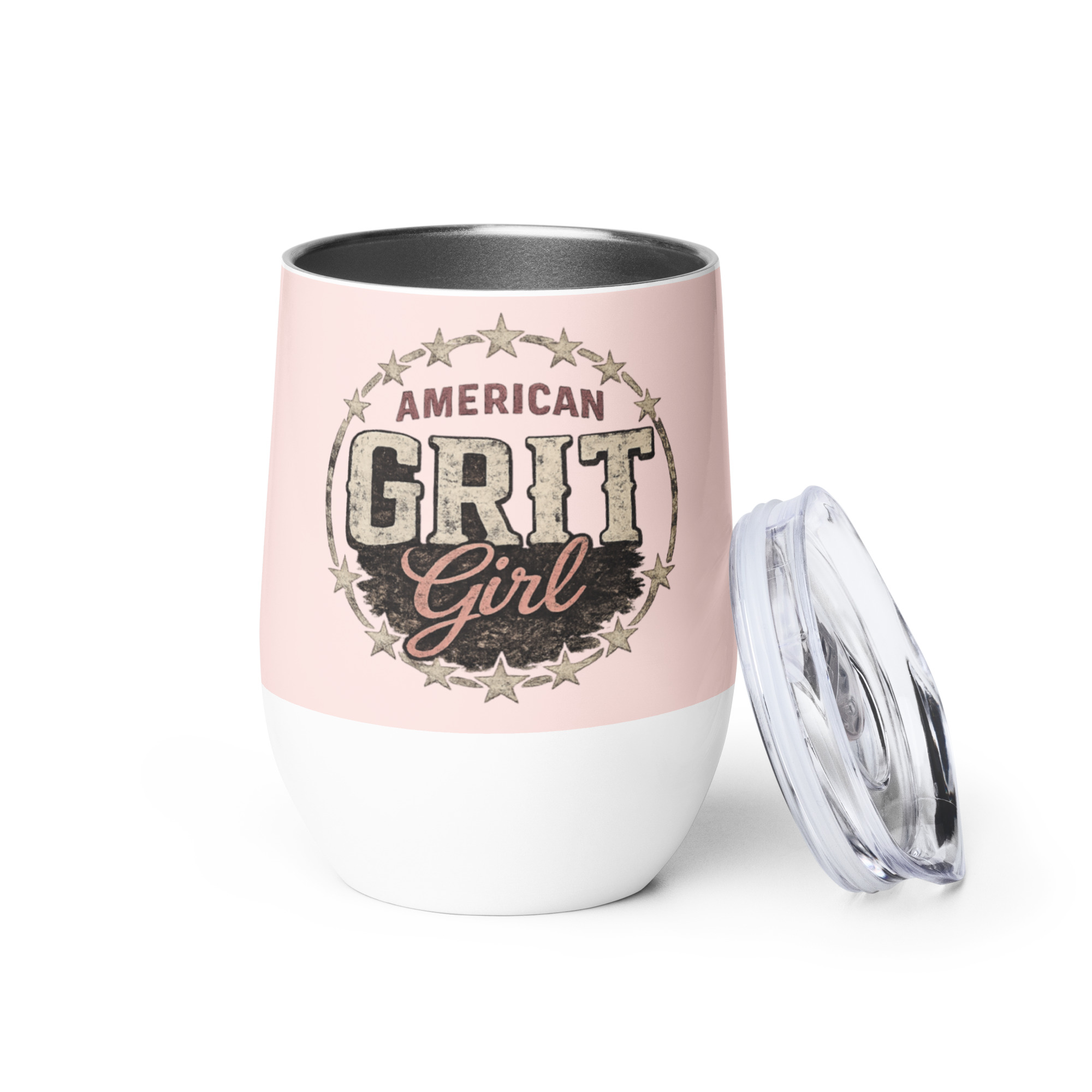 American Grit Girl 12 oz Stainless Steel Wine Tumbler | American Grit & Gear - Image 14